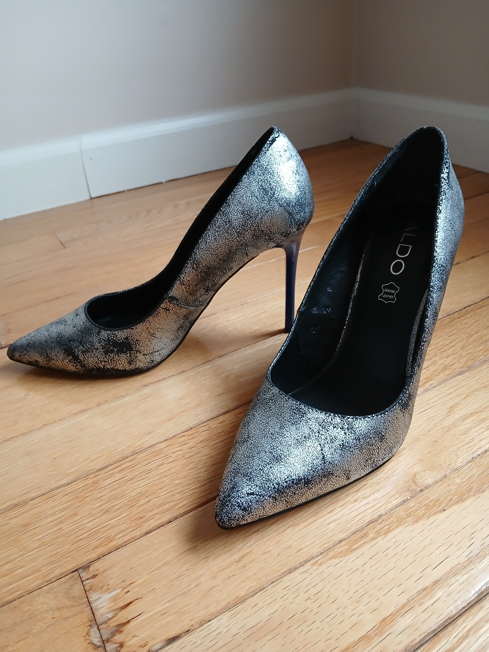 Aldo Silver Metallic Pointed-Toe Stiletto Pumps